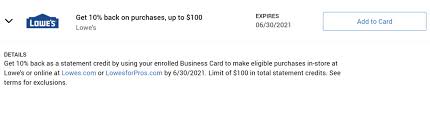 The lowe's consumer credit card has no annual fee and cardholders of the credit card are eligible for receiving a 5% discount on one purchase daily at any one of lowe's home improvement centers. 10 Back At Lowe S With New Amex Offer Through 7 31