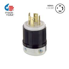 leviton 30 amp 125 250 volt nema l14 30p 3p 4w locking plug industrial grade grounding black white