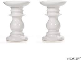 Ceramic metallic pillar candle holder set by better homes and gardens. Hosley S Set Of 2 6 Inch High White Ceramic Pillar Candle Holders Walmart Com Walmart Com