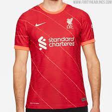 Nike's reported second home kit for liverpool has diagonal bolt stripes running across the red jersey. 2nyi7g91yhhvm
