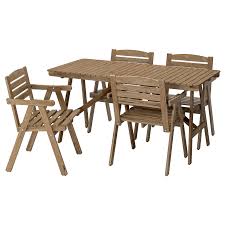 Falholmen Table And 4 Armchairs Outdoor Light Brown Stained Gray Brown Ikea In 2020 Outdoor Dining Furniture Wooden Outdoor Furniture Dining Furniture