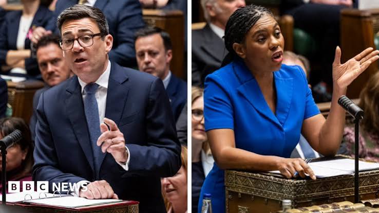Kemi Badenoch presses Andy Burnham on benefits and Brexit vote claims at PMQs - BBC News