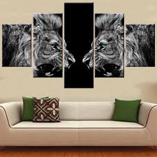 Black And White Lion Canvas Print 5 Piece Black And White Lion Canvas It Make Your Day Lion Wall Art Lion Canvas Lion Canvas Art