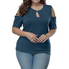 Allegrace Women S Plus Size Keyhole Front Short Sleeve Top Cold Shoulder T Shirt Winter Summer Spring Fa Plus Size Women S Tops Plus Size Outfits Plus Size
