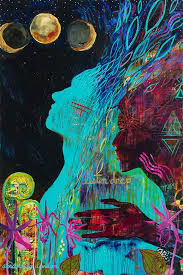 Print Of Quot Listen Deep Quot Original Acrylic Painting Turquoise Teal Magenta Pink Cosmic Intuitive Art Intuitive Painting Art Journal Inspiration