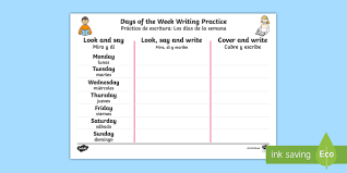 See tutor videos and profiles and read reviews. Days Of The Week English Spanish Writing Worksheet