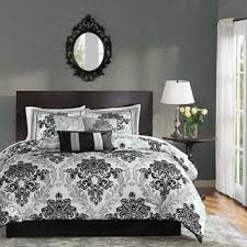 Black And Silver Damask Bedding Silver Orchid Tyrone 7 Piece Comforter Set California King Black Comforter Sets Comforters Bedding Sets