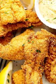 To serve, mix the sprouts with the salad dressing and serve with the catfish fillets and chile strips on plates. Fried Catfish Grandbaby Cakes