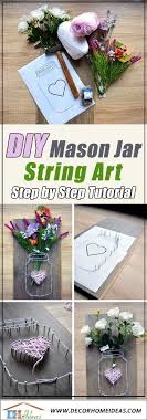 This cute printable art is perfect for any room. Mason Jar String Art Step By Step Tutorial Free Template Decor Home Ideas