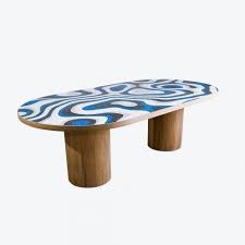 Center table, coffee table, patio table, living room table 36 x 36 inch round mosaic table design, colorful mosaic table, mosaic labrador. Piatro Racetrack Mosaic Dining Table Kelly Behun The Invisible Collection