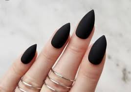 Matte Black Almond Shaped Nails Black Almond Shaped Nails Black Acrylic Nails Black Stiletto Nails Almond Acrylic Nails