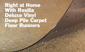 Patterned top surface provides traction underfoot while gripper back keeps the runner in place on low pile carpeting. Amazon Com Resilia Deluxe Clear Vinyl Plastic Floor Runner Protector For Deep Pile Carpet Skid Resistant Textured Pattern 36 Inches Wide X 6 Feet Long Kitchen Dining