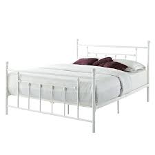 You can build your own full size bed and save a ton of money! Queen Size White Metal Platform Bed Frame With Headboard And Footboard Fastfurnishings Com