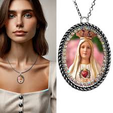 Collier Notre-Dame de Fatima; Patronage du Portugal pour la guérison et la  protection ; Charme de Fatima; Collier souvenir catholique en cadeau ;  Collier Marie