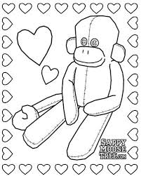 Sock Monkey Party Monkey Coloring Pages Sock Monkey Party Valentine Coloring Pages