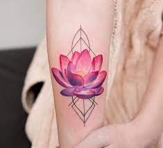 105 Sensational Watercolor Flower Tattoos Pink Tattoo Flower Tattoo Designs Geometric Flower Tattoo