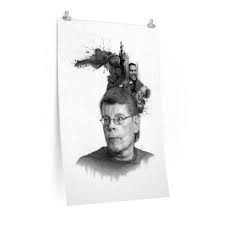 Famous Black And White Art Prints Stephen King Art Stephen King Poster Black And White King Etsy King Art Fan Book Horror Book