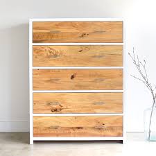 Inside, there's enough room for everything — including your collection of vintage cashmere sweaters. Nordic Reclaimed Wood White Tall 5 Drawer Dresser What We Make