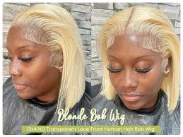 Amazon.com : Blonde Bob Wig Human Hair 13x4 HD Transparent Lace 613 Bob Wig  Human Hair 180% Density 613 Blonde Lace Front Wigs for Women Pre Plucked  Pre Cut Bob Wig with