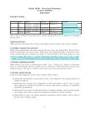 Math1p98 Course Outline 2018 Pdf Math 1p98 Practical Statistics Course Outline Fall 2018 Instructors Section Day 1 M F W 2 T R F 3 W 4 Online Time Course Hero