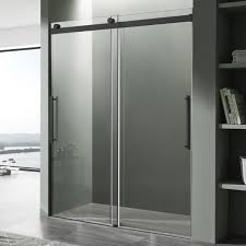 Frameless shower doors are completely open, creating the illusion of a larger bathroom and offering a contemporary. Stellar Series 60 In X 76 In Frameless Sliding Shower Door With Handle In Matte Black Anzzi