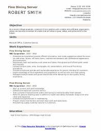 Fine Dining Server Resume Samples Qwikresume