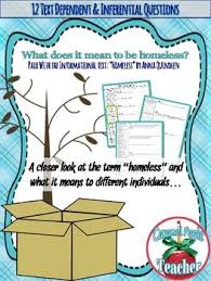 Textual Evidence And Inferences In A Non Fiction Text Homeless Nonfiction Texts Textual Evidence Text Complexity