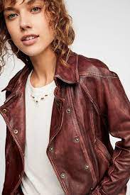 Free People Avis Leather Jacket Dusty Brown Xs Free People Leather Jacket Leather Jacket Distressed Leather Jacket