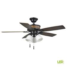 Many of their light kits are energy star compliant and use cfl or led bulbs. Hampton Bay Riverwalk 42 In Indoor Outdoor Led Natural Iron Wet Rated Ceiling Fan With Light Kit And 5 Abs Weatherproof Blades 43242 The Home Depot