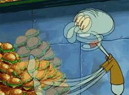 Yummers Gif Squidward Eating Krabbypatty Discover Share Gifs Squidward Squidward Tentacles Squidward Tentacles Funny