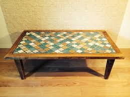 タイルトップローテーブル ホワイトパイン ローテーブル モザイクタイルテーブル テーブル