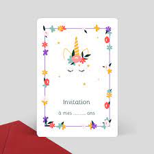 Cartes invitations anniversaire licorne | 123cartes. Invitation Anniversaire Licorne Et Fleurs Popcarte
