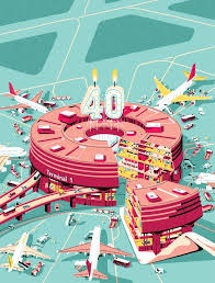 40 Years Charles De Gaulle Airport By Vincent Mahe Charles De Gaulle Airport Illustration Isometric Design