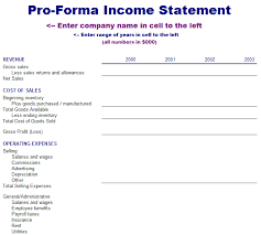 Pro Forma Income Statement Income Statement Statement Template Profit And Loss Statement
