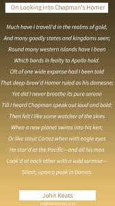 On First Looking Into Chapman S Homer By John Keats John Keats Keats Romantic Poets