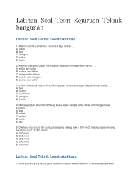 Menggambar denah bangunan sistem irigasi tahun pelajaran : Latihan Soal Teori Kejuruan Teknik Bangunan