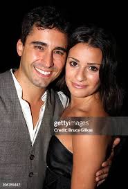 John Lloyd Young and Lea Michele pose at The Opening Night Party for...  News Photo