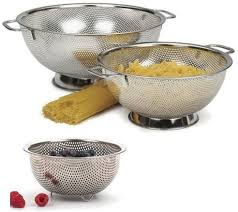 Set Includes One Each 5 Qt Rsvp Precision Pierced Stainless Steel 5 Quart Colander 3 Qt And Berry Colander All Cola In 2020 Berry Colander Colanders Strainers Rsvp