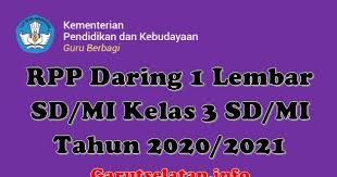 5 1 1 1 9. Rpp Daring 1 Lembar Sd Mi Kelas 3 Semester Ganjil Genap Revisi 2020 2021