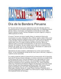 El 7 de junio se conmemora en todo el país el día de la bandera, en esta fecha se recuerda a los peruanos que lucharon en la batalla de arica en el la ceremonia de homenaje en lima se realizó en la plaza francisco bolognesi desde las 11 de la mañana, por lo que el acceso vehicular se encuentra. Dia De La Bandera Peruana By Fraster Issuu