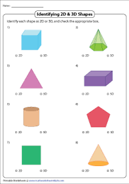 2d shapes worksheets for grade 2. Comparing 2d And 3d Shapes Worksheets
