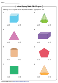 comparing 2d and 3d shapes worksheets