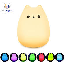 Cute Kitty Led Children Night Light Kids Silicone Cat Lamp Soft Baby Light 7 Color Flashing Usb Colorful Rechargable Lighting Led Night Lights Aliexpress