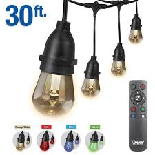 Feit Electric 30 Ft 15 Socket Indoor Outdoor Color Changing String Light Set With Led Bulbs And Remote Control Included 4 Pack 72018 4 The Home Depot