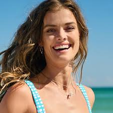 Nina Agdal shows off her stunning figure in blue gingham-print bikini as  she expects first baby with fiancé Logan Paul |