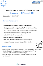 Pentru fiecare destinatie noua este necesara completarea unei alte declaratii pe. Inregistrarea In Scop De Tva Prin Optiune 01 02 2019 Contabilitate Fiscalitate Monografii Contabile