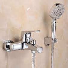 Matte black 3 handle tub and shower faucet set with 6 spray shower head, bathtub faucet set with tub spout bathroom mixer tub and shower trim kit with valve. Wall Mounted Bathroom Faucet Bath Tub Mixer Tap With Hand Shower Head Shower Faucet Hot And Cold Spout Brass Mi Wall Mount Faucet Bathroom Shower Faucet Faucet