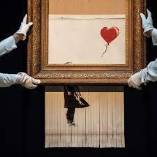 Arnaud oliveux, an expert at the artcurial auction house paris, suggested banksy was careful not to destroy the whole of his painting. Banksy S Self Shredded Painting Is Now A New Piece Called Love Is In The Bin Architectural Digest