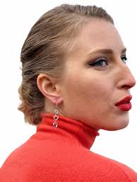 Heart Triple Hanging Earrings, Cz Stones, Rose or Yellow Gold Vermeil