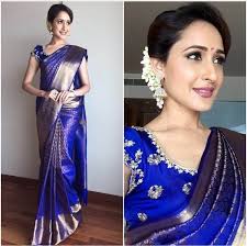 Telugu Actress Pragya Jaiswal Stills In Traditional Blue Saree Indian Bridal Sarees Pattu Saree Blouse Designs Saree Trends
